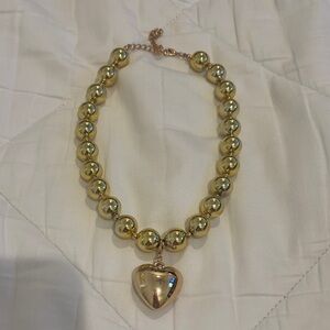 Gold Beaded Heart Necklace